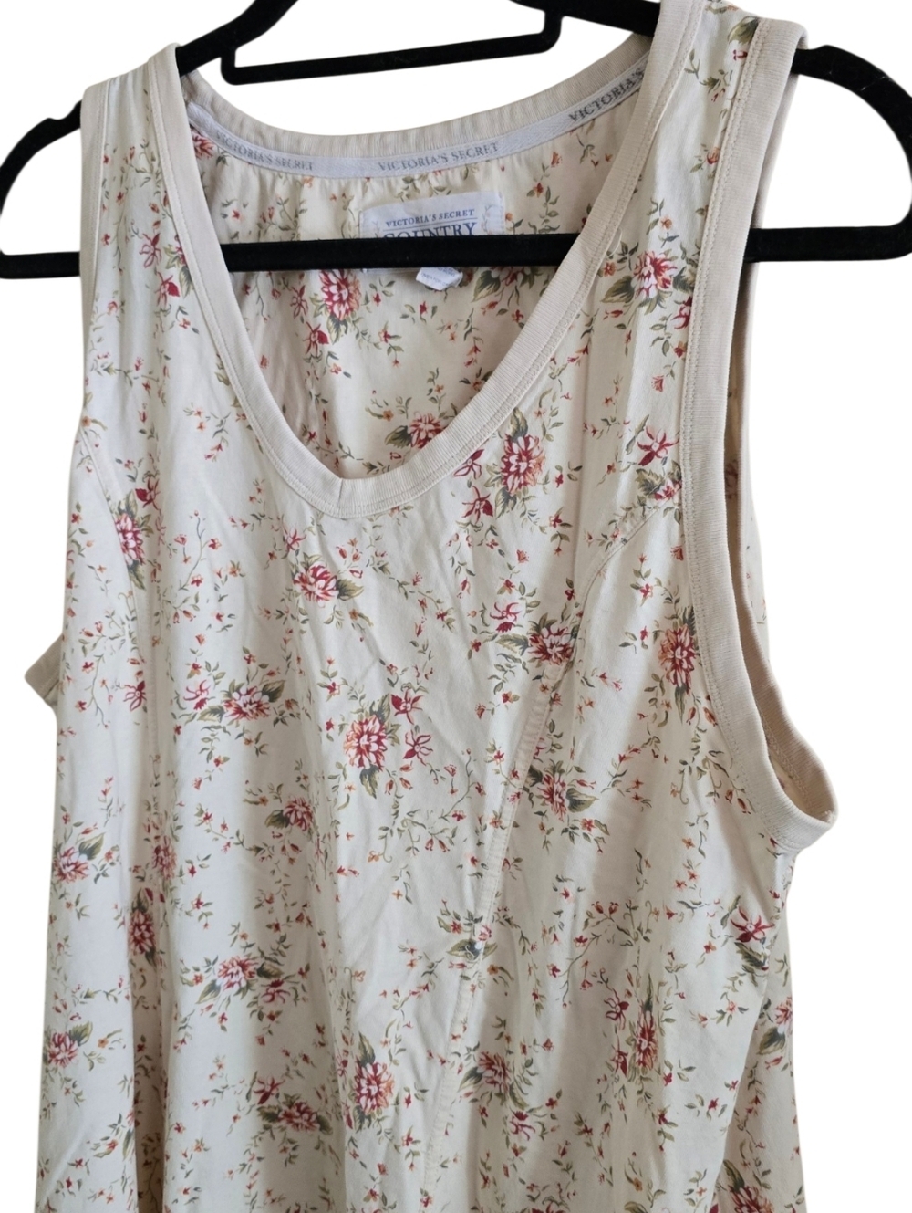 Vintage Victoria's Secret Country Floral Cotton Tank Top Sleep Dress L - Picture 3 of 7